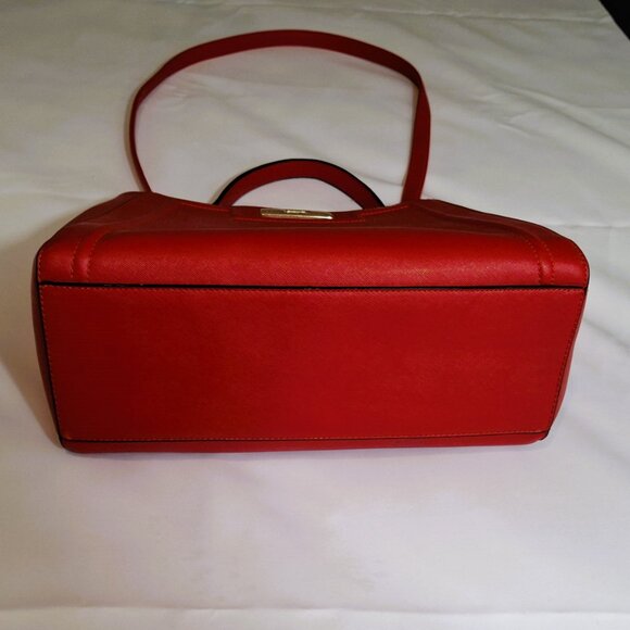 Bright Red Aldo Top Handle Structured Purse, Vegan Leather, Goldtone Hardware - Picture 14 of 16